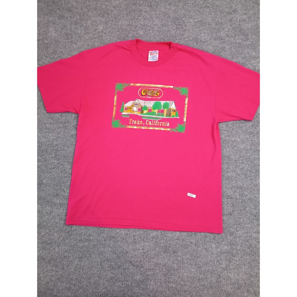 Vintage Grandma's House Yreka California Pink Graphic T Shirt XL USA Made